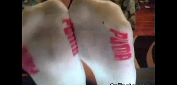 Cutie Showing Off Her Dirty Socks